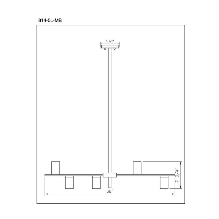 Z-Lite Calumet Matte Black Olde Brass Island Billiard 814-5L-MB-OBR | theLightShop
