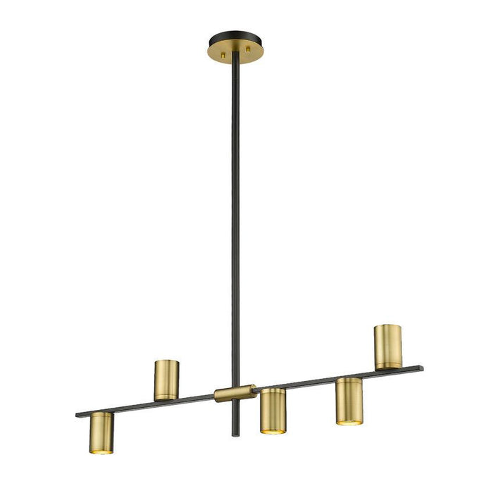 Z-Lite Calumet Matte Black Olde Brass Island Billiard 814-5L-MB-OBR | theLightShop
