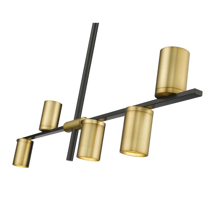 Z-Lite Calumet Matte Black Olde Brass Island Billiard 814-5L-MB-OBR | theLightShop