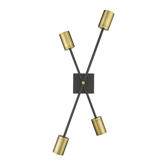 Z-Lite Calumet Matte Black Olde Brass Wall Sconce 814-4S-MB-OBR | theLightShop