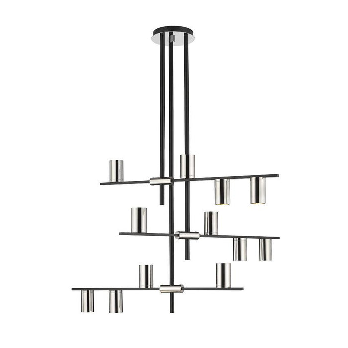 Z-Lite Calumet Matte Black Polished Nickel Chandelier 814-12MB-PN | theLightShop