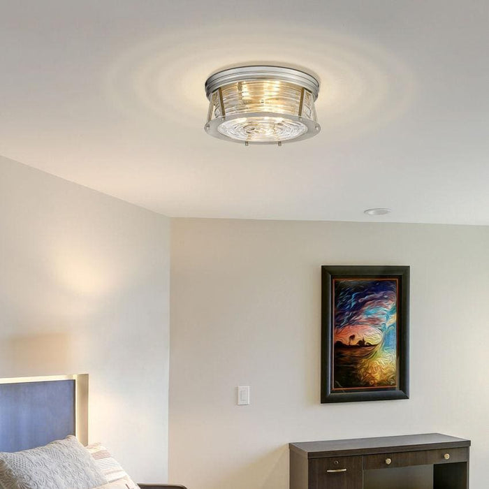 Z-Lite Cape Harbor Brushed Nickel Flushmount 491F3-BN | theLightShop