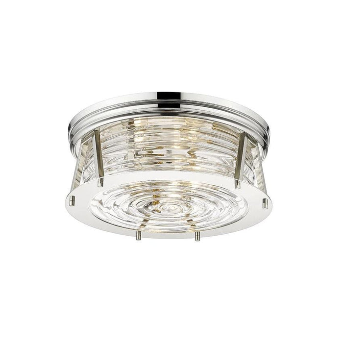 Z-Lite Cape Harbor Polished Nickel Flushmount 491F3-PN | theLightShop