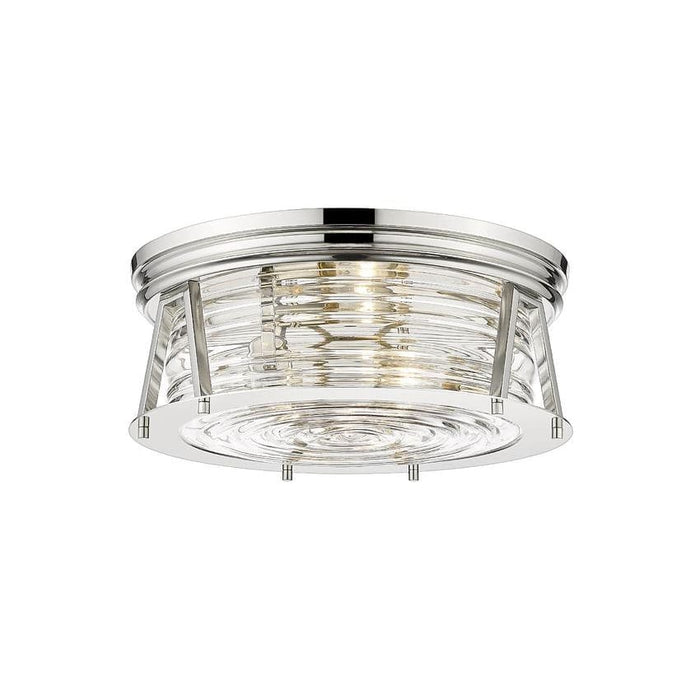 Z-Lite Cape Harbor Polished Nickel Flushmount 491F3-PN | theLightShop