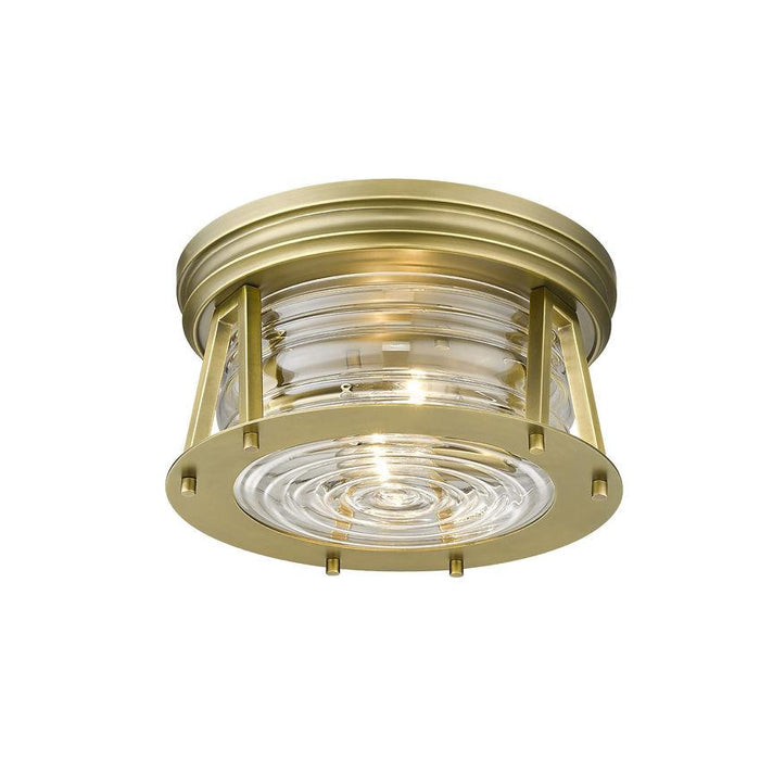 Z-Lite Cape Harbor Rubbed Brass Flushmount 491F2-RB | theLightShop