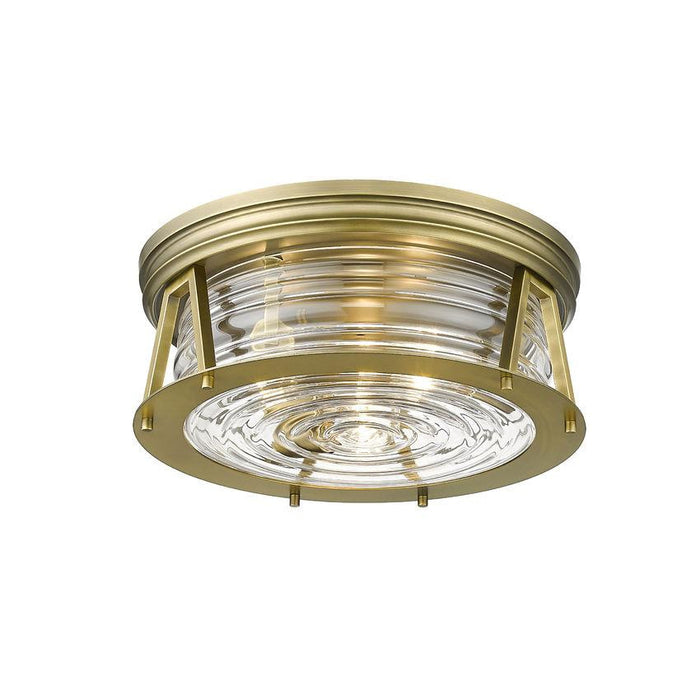 Z-Lite Cape Harbor Rubbed Brass Flushmount 491F3-RB | theLightShop