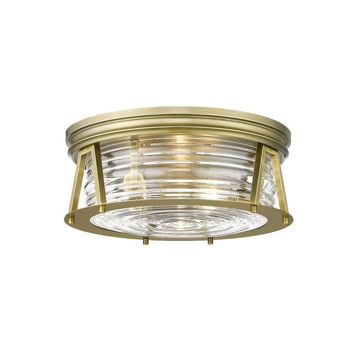 Z-Lite Cape Harbor Rubbed Brass Flushmount 491F3-RB | theLightShop