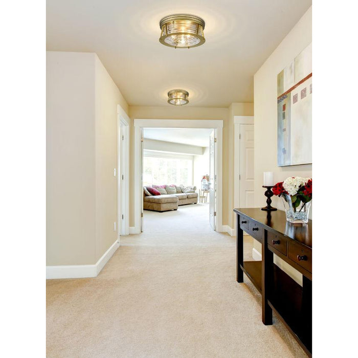 Z-Lite Cape Harbor Rubbed Brass Flushmount 491F3-RB | theLightShop