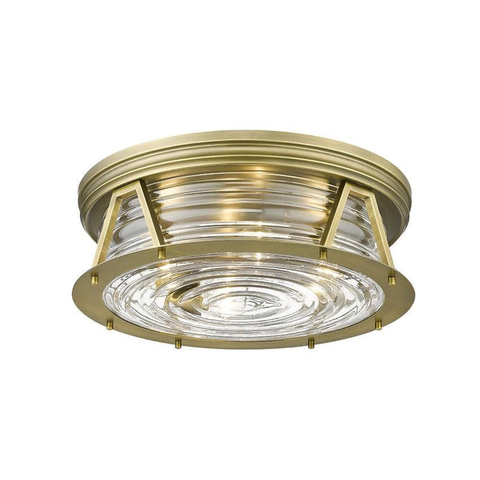 Z-Lite Cape Harbor Rubbed Brass Flushmount 491F4-RB | theLightShop