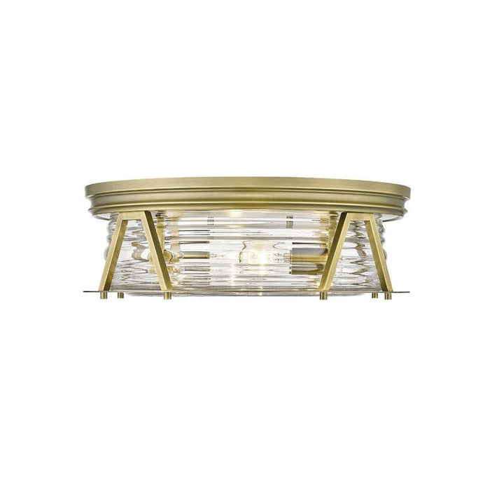 Z-Lite Cape Harbor Rubbed Brass Flushmount 491F4-RB | theLightShop