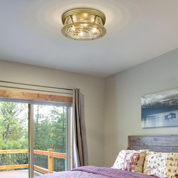 Z-Lite Cape Harbor Rubbed Brass Flushmount 491F4-RB | theLightShop