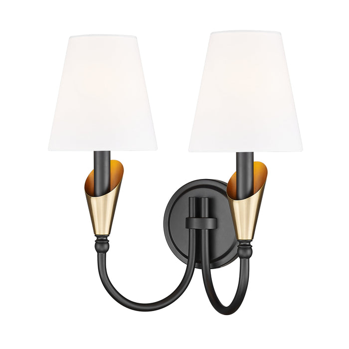 Z-Lite Claudelle 2 Light Wall Sconce - Matte Black + Modern Gold
