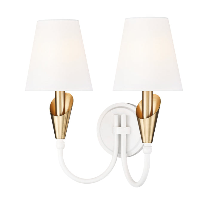 Z-Lite Claudelle 2 Light Wall Sconce - Textured White + Modern Gold