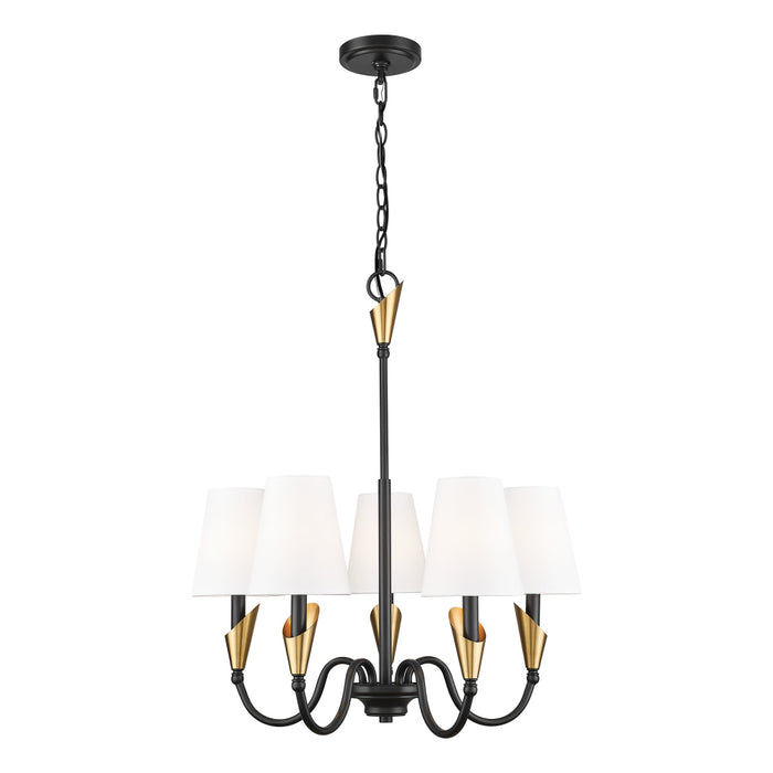 Z-Lite Claudelle 5 Light Chandelier - Matte Black + Modern Gold