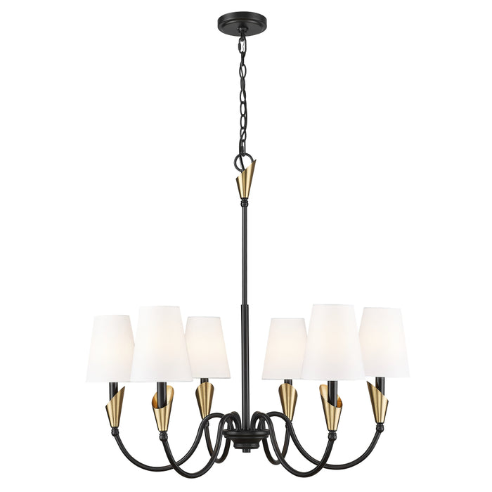 Z-Lite Claudelle 6 Light Chandelier (32’’) - Matte Black + Modern Gold