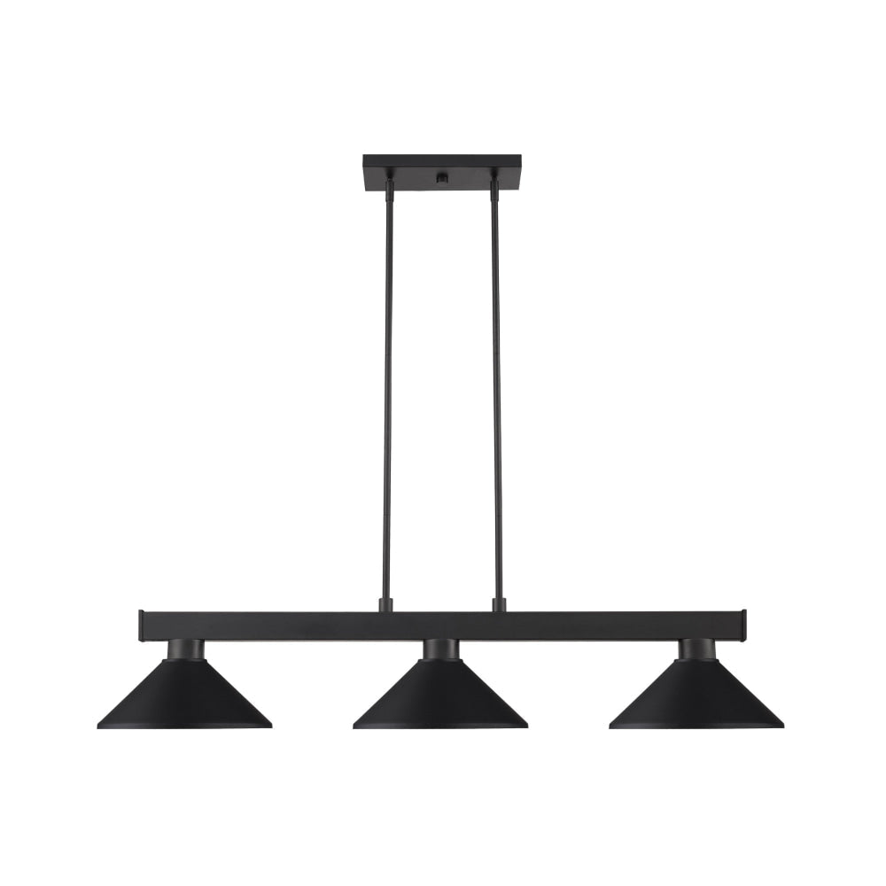 Z-Lite Cobalt Matte Black 3-Light Island Billiard Pendant, SKU 152MB-MMB – modern pool table light with adjustable rods, matte black finish