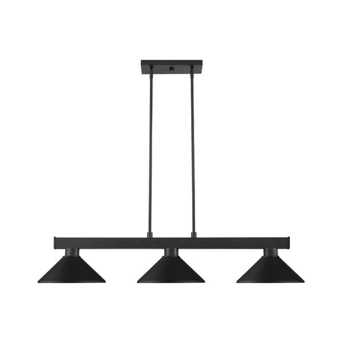 Z-Lite Cobalt Matte Black 3-Light Island Billiard Pendant, SKU 152MB-MMB – modern pool table light with adjustable rods, matte black finish