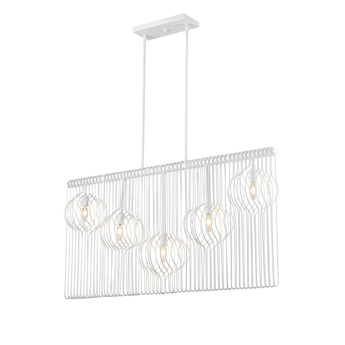 Z-Lite Contour White Island-Billiard 801-5L-WH | theLightShop