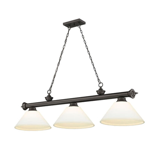 Z-Lite Cordon Bronze 3 Light Billiard 2306-3BRZ-AMO14 | theLightShop