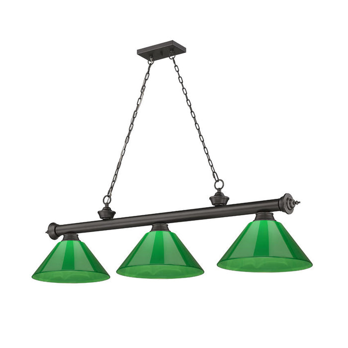 Z-Lite Cordon Bronze 3 Light Billiard 2306-3BRZ-PGR | theLightShop