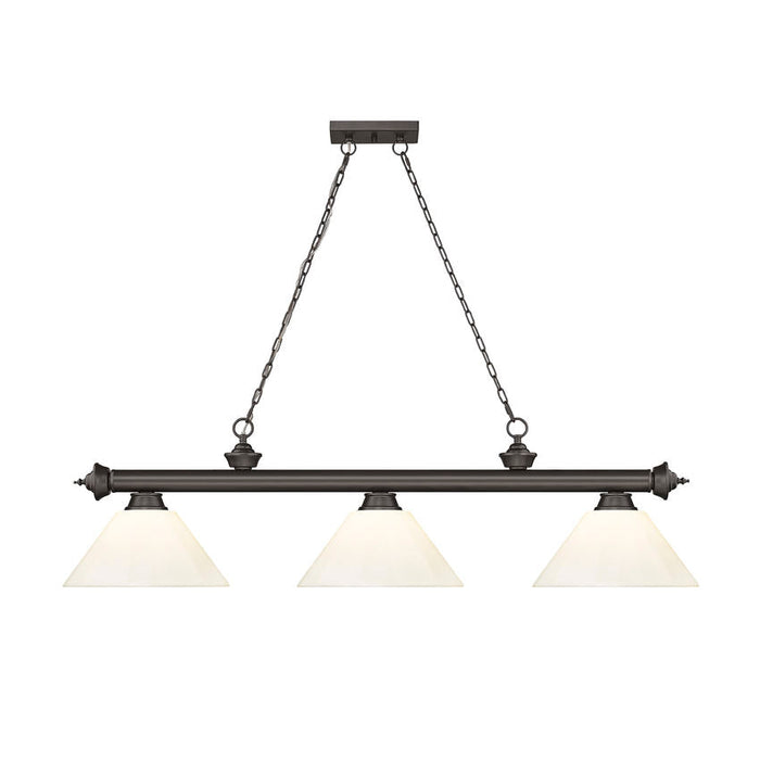 Z-Lite Cordon Bronze 3 Light Billiard 2306-3BRZ-PWH | theLightShop