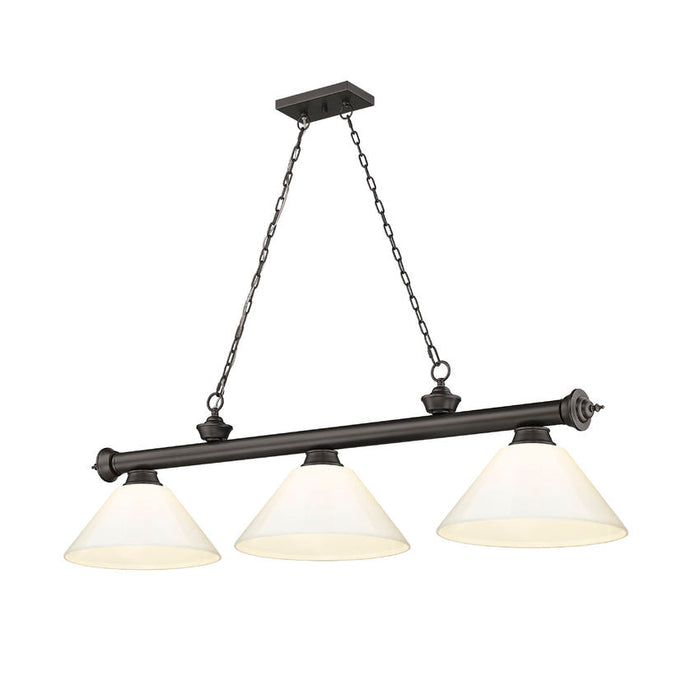 Z-Lite Cordon Bronze 3 Light Billiard 2306-3BRZ-PWH | theLightShop