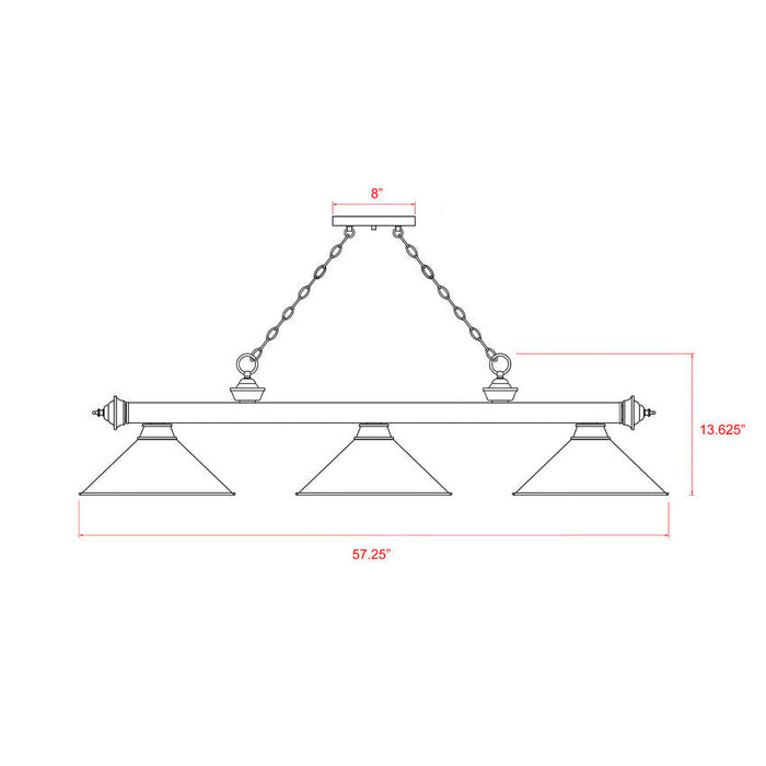 Z-Lite Cordon Bronze 3 Light Billiard 2306-3BRZ-PWH | theLightShop
