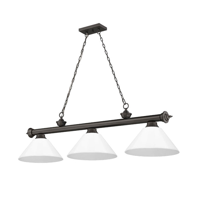 Z-Lite Cordon Bronze 3 Light Billiard 2306-3BRZ-PWH | theLightShop