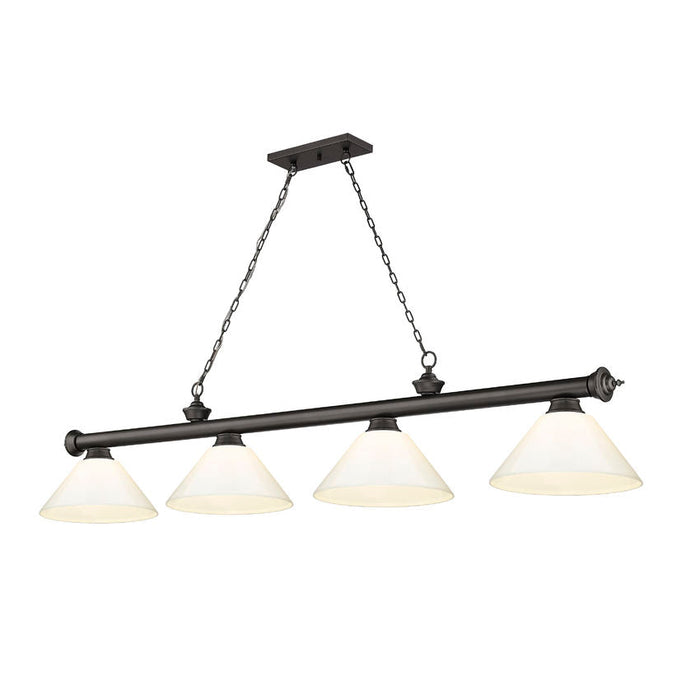 Z-Lite Cordon Bronze 4 Light Billiard 2306-4BRZ-PWH | theLightShop