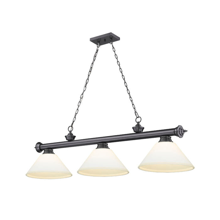 Z-Lite Cordon Bronze Plated 3 Light Billiard 2306-3BP-AMO14 | theLightShop