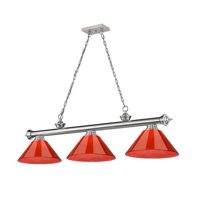 Z-Lite Cordon Brushed Nickel 3 Light Billiard 2306-3BN-ARBG | theLightShop