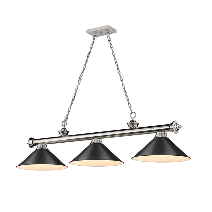Z-Lite Cordon Brushed Nickel 3 Light Billiard 2306-3BN-MB15 | theLightShop