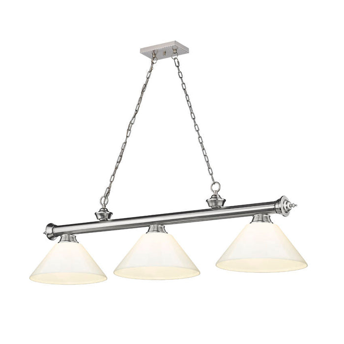 Z-Lite Cordon Brushed Nickel 3 Light Billiard 2306-3BN-PWH | theLightShop