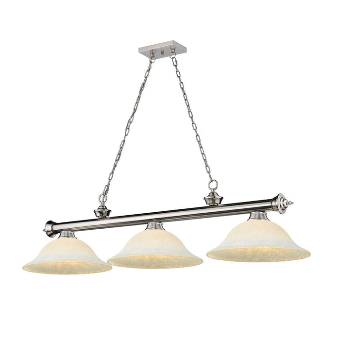 Z-Lite Cordon Brushed Nickel 3 Light Billiard 2306-3BN-WM16 | theLightShop