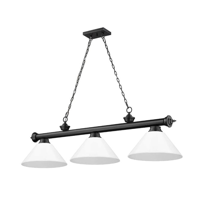 Z-Lite Cordon Matte Black 3 Light Billiard 2306-3MB-PWH | theLightShop