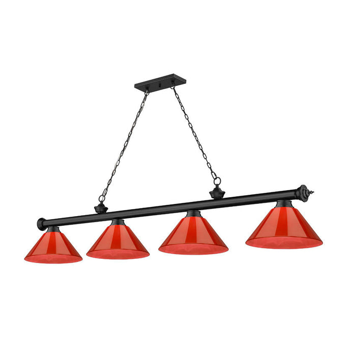 Z-Lite Cordon Matte Black 4 Light Billiard 2306-4MB-ARBG | theLightShop