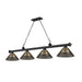 Z-Lite Cordon Matte Black 4 Light Billiard 2306-4MB-ARS | theLightShop