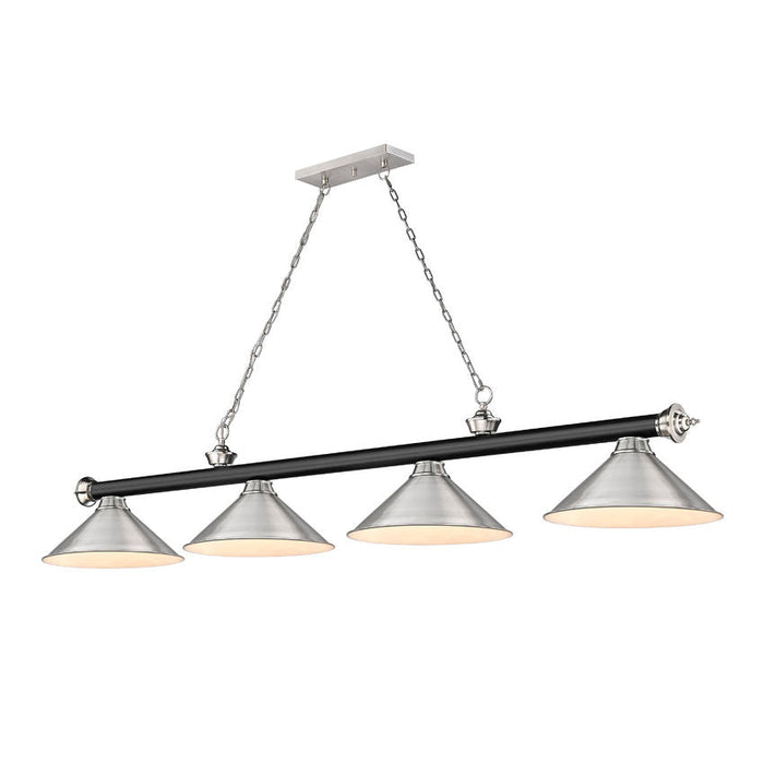 Z-Lite Cordon Matte Black Brushed Nickel 4 Light Billiard 2306-4MB-BN-BN15 | theLightShop