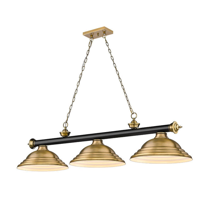 Z-Lite Cordon Matte Black Rubbed Brass 3 Light Billiard 2306-3MB-RB-SRB | theLightShop