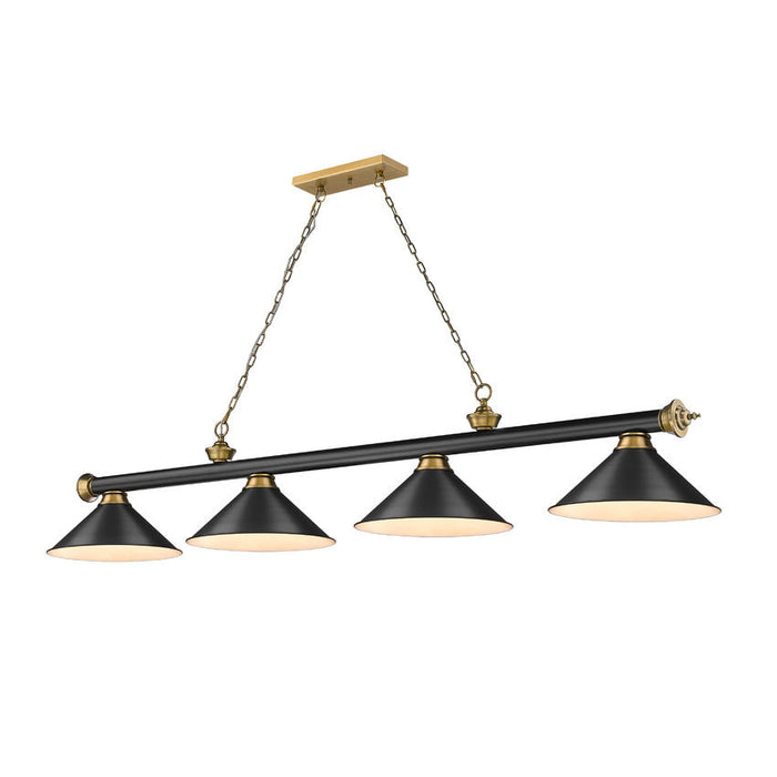 Z-Lite Cordon Matte Black Rubbed Brass 4 Light Billiard 2306-4MB-RB-MB15 | theLightShop