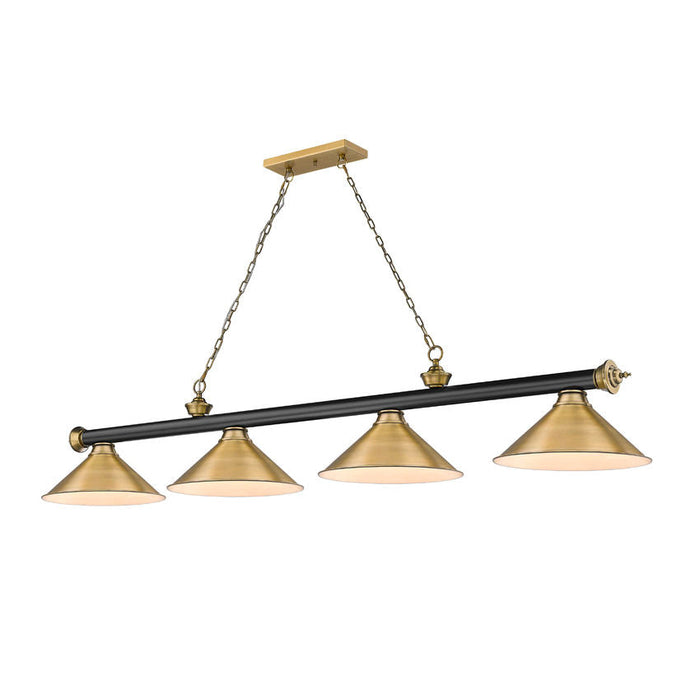 Z-Lite Cordon Matte Black Rubbed Brass 4 Light Billiard 2306-4MB-RB-RB15 | theLightShop