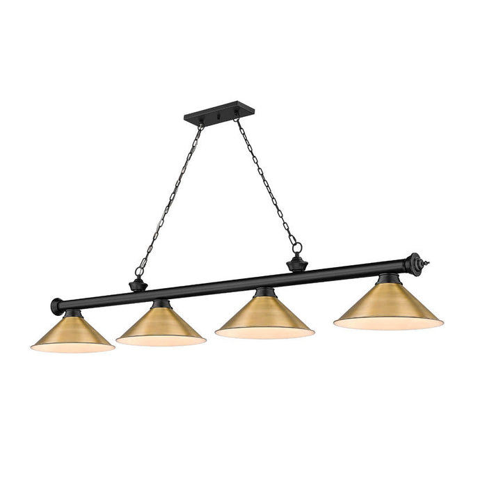 Z-Lite Cordon Matte Black Rubbed Brass 4 Light Billiard 2306-4MB-RB15 | theLightShop