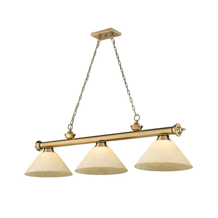 Z-Lite Cordon Rubbed Brass 3 Light Billiard 2306-3RB-AGM14 | theLightShop