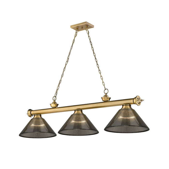 Z-Lite Cordon Rubbed Brass 3 Light Billiard 2306-3RB-ARS | theLightShop
