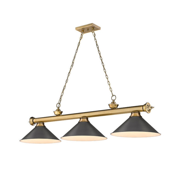 Z-Lite Cordon Rubbed Brass 3 Light Billiard 2306-3RB-BRZ15 | theLightShop