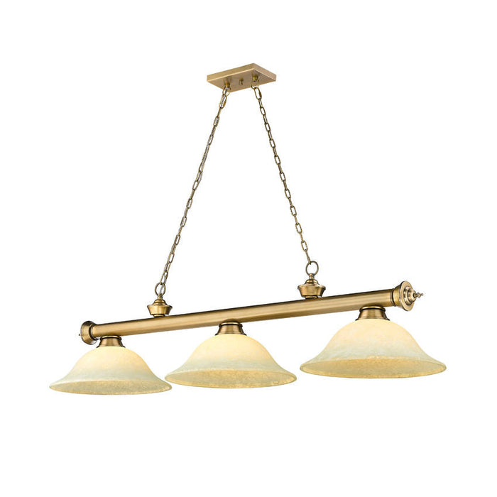 Z-Lite Cordon Rubbed Brass 3 Light Billiard 2306-3RB-GM16 | theLightShop