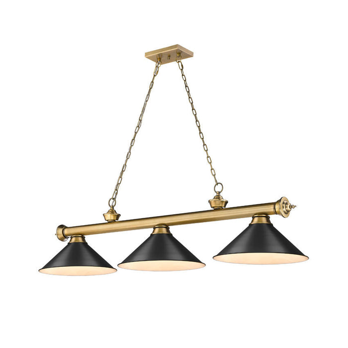 Z-Lite Cordon Rubbed Brass 3 Light Billiard 2306-3RB-MB15 | theLightShop