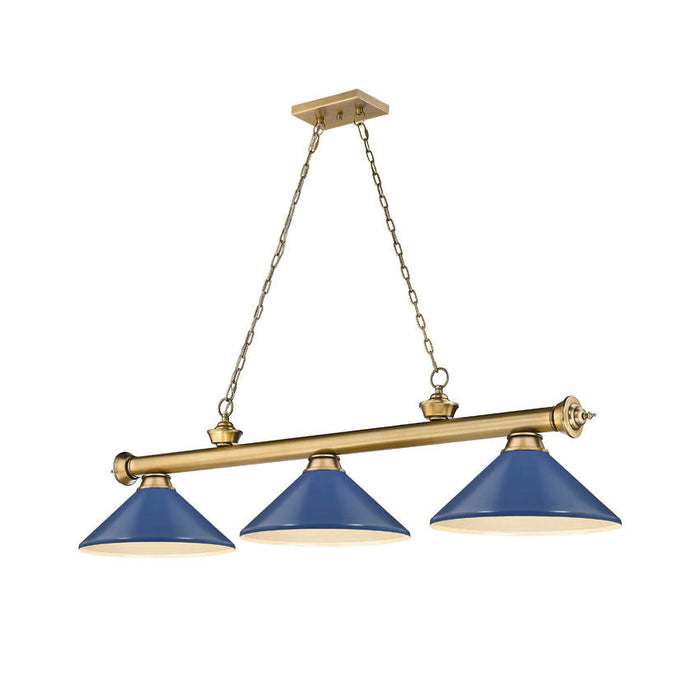 Z-Lite Cordon Rubbed Brass 3 Light Billiard 2306-3RB-MNB | theLightShop