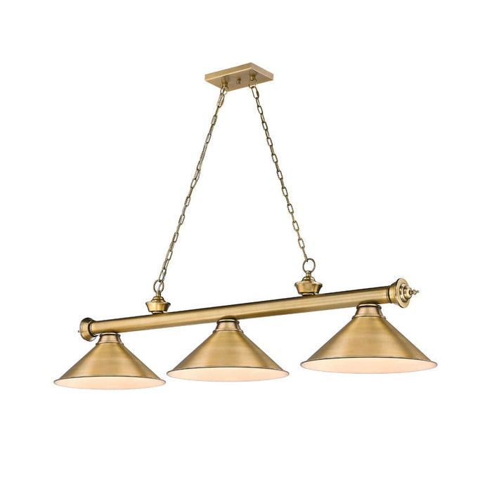 Z-Lite Cordon Rubbed Brass 3 Light Billiard 2306-3RB-RB15 | theLightShop