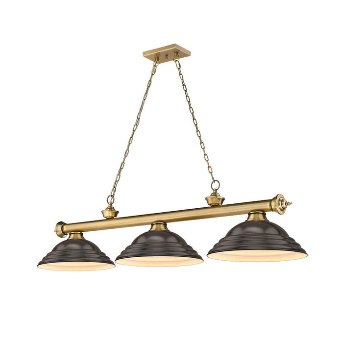 Z-Lite Cordon Rubbed Brass 3 Light Billiard 2306-3RB-SBRZ | theLightShop